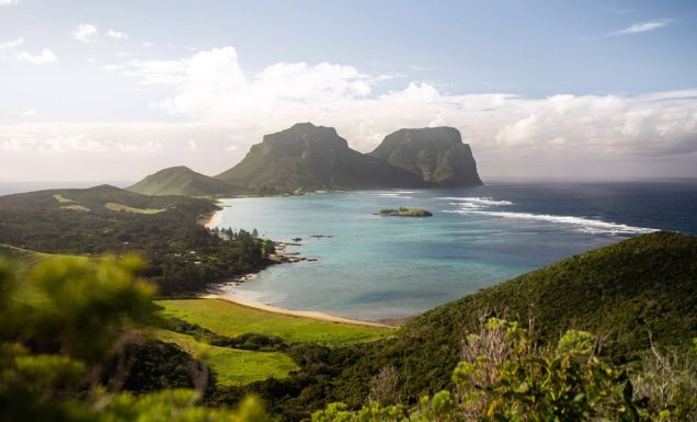 coastal views across Mount Lidgbird and Mount Gower, Lord Howe Island