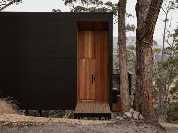 the cabin exterior at Hunter Huon Valley