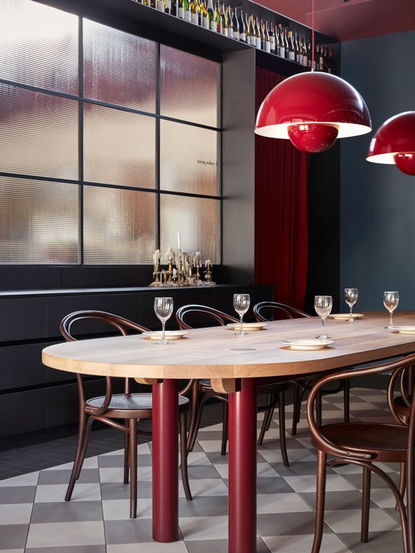 a long dining table at La Lune, Fremantle