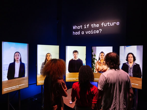 guests looking at an interactive future exhibition at MOD Museum of Discovery