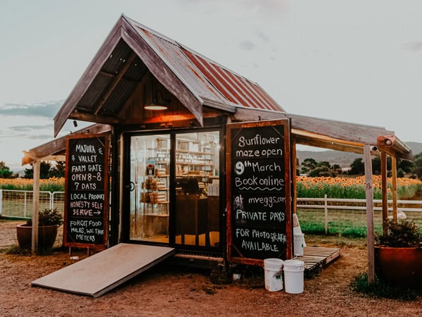 the produce store at the Majura Valley Sunflower Maze