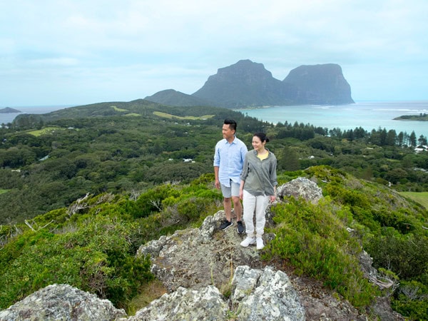 a couple admiring Lord Howe Island on top of Malabar Hill