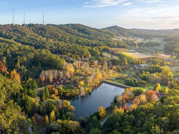 an aerial view of Mount Lofty Botanic Gardens