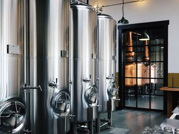 the brewing room at Overland Brewers and Distillers