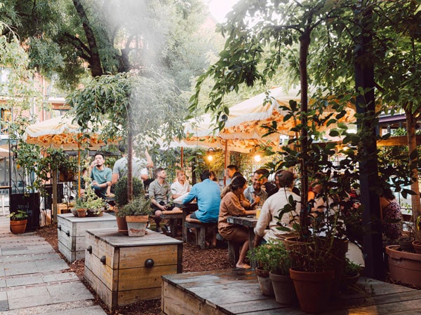 an al fresco dining setup at Peter Rabbit cafe in Adelaide