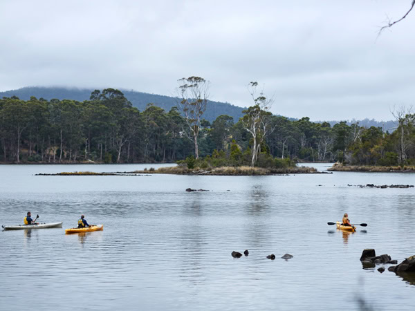 kayaking at River Run Lodge, Huon Valley