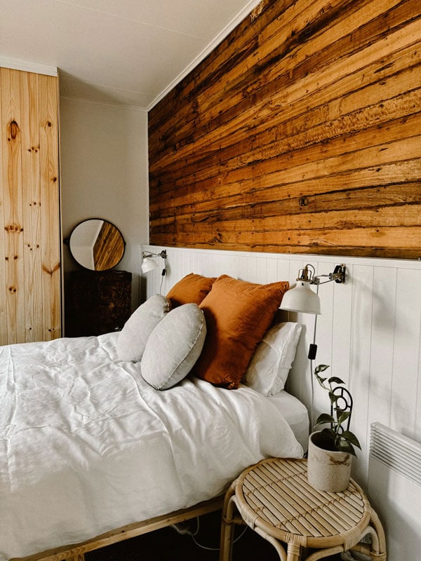 the bed at The Picker’s Cabin, Huon Valley