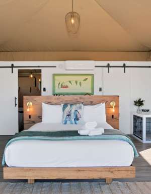 Inside the Beltree glamping tent in the Hunter Valley