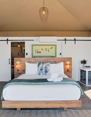 Inside the Beltree glamping tent in the Hunter Valley