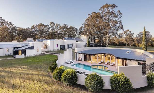 an aerial view of Tower Lodge, Hunter Valley