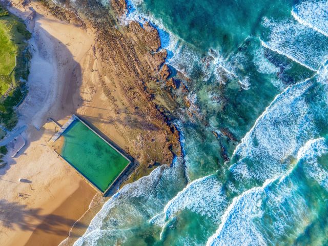 the Bulli Rock Pool from above