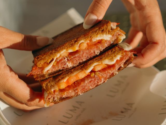 a toastie at LUMA Coffee Club, Adelaide