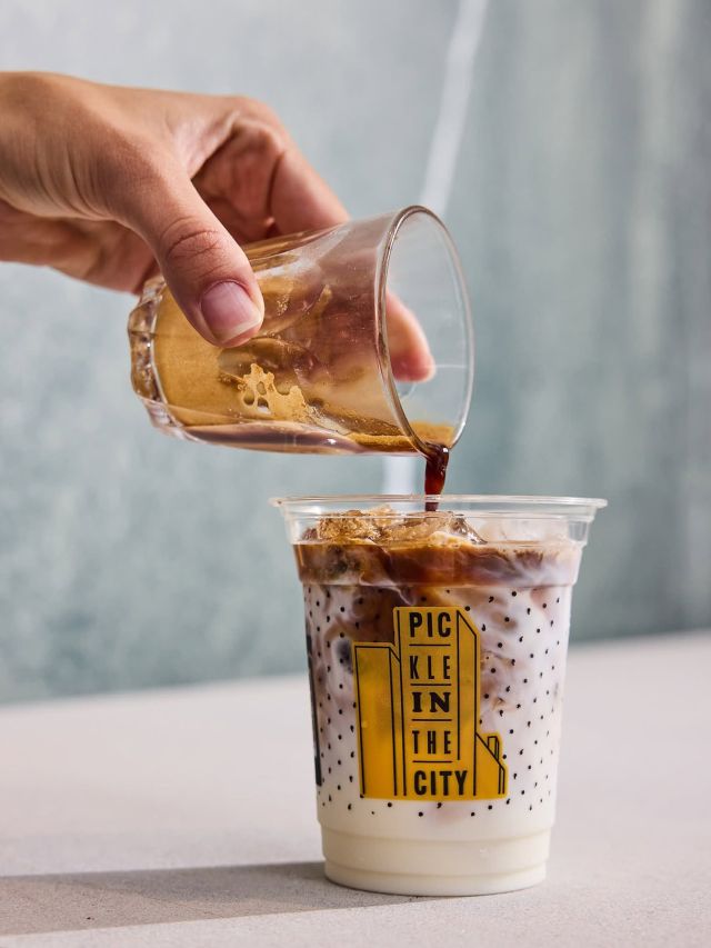 an iced latte at Pickle in the City, Adelaide