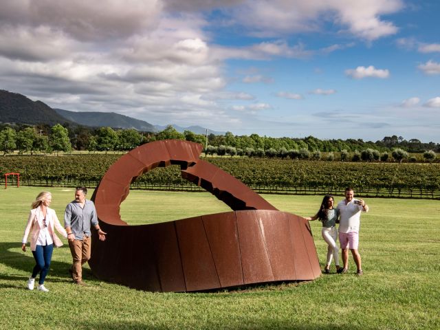 a sculpture by Biosis Artist David Ball at Winmark Wines