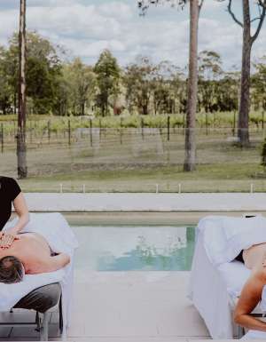 a couple's massage at Nu Leaf Retreat, Pokolbin