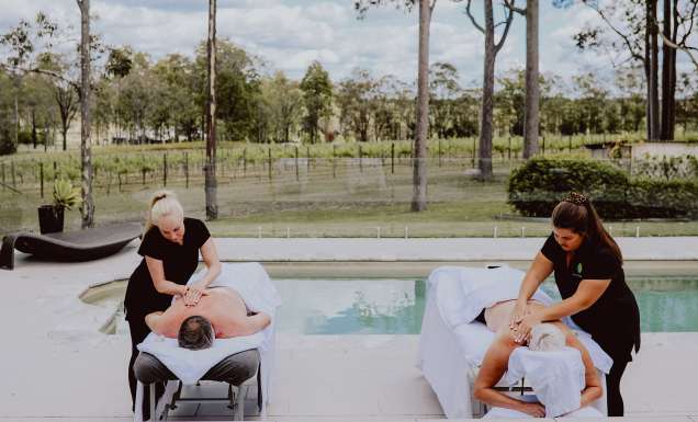 a couple's massage at Nu Leaf Retreat, Pokolbin
