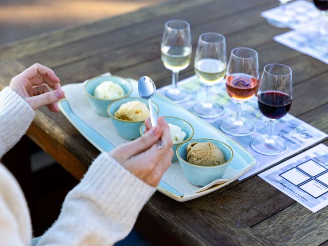 wine and gelato at Peterson House, Pokolbin