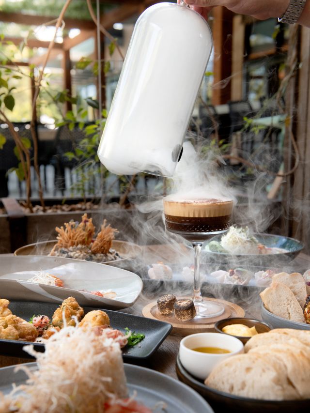 a smoky cocktail at Warrior Restaurant & Bar, 