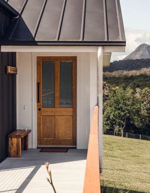 the view of Glass House Mountains from Seven Peaks Farm Stay, Sunshine Coast Hinterland