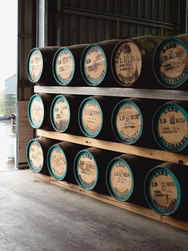 the wine barrel storage at Lark's Hobart Cellar Door, Hobart
