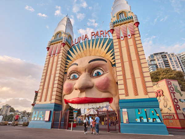 the entrance of Luna Park Sydney