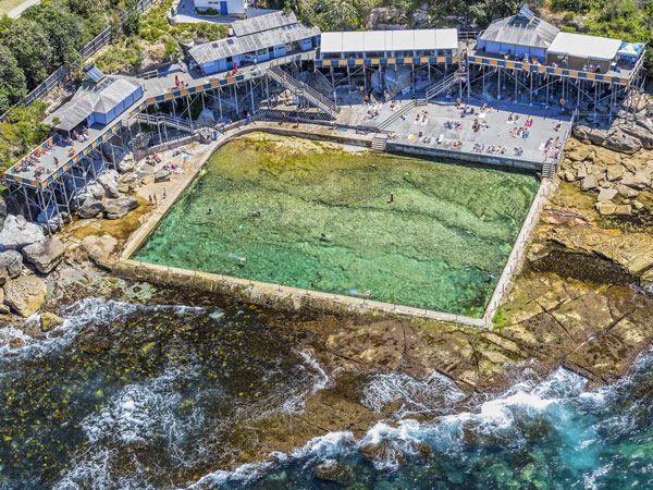 an aerial view of Wylie's Bath, Coogee