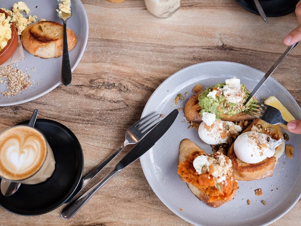 a plate of food with coffee at Bank Street + Co