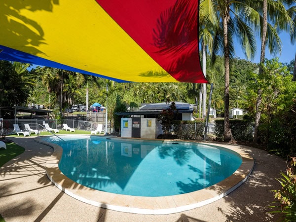 a solar heated swimming pool at Big 4 Whitsundays Tropical Eco Resort
