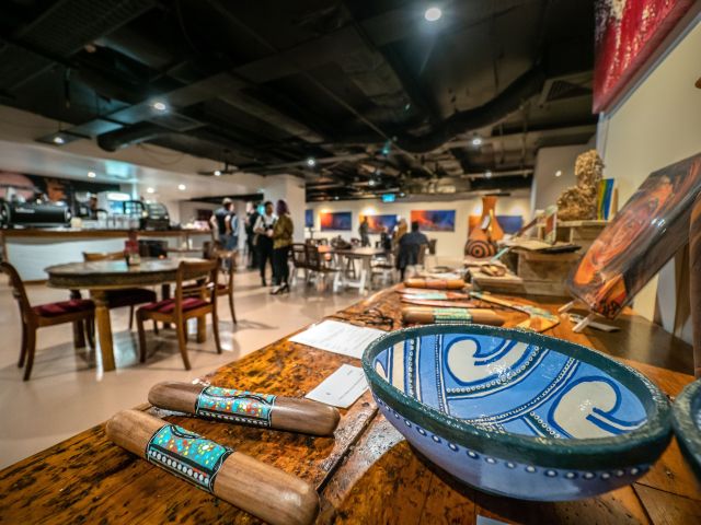 artworks displayed at Birrunga Gallery & Dining, Brisbane