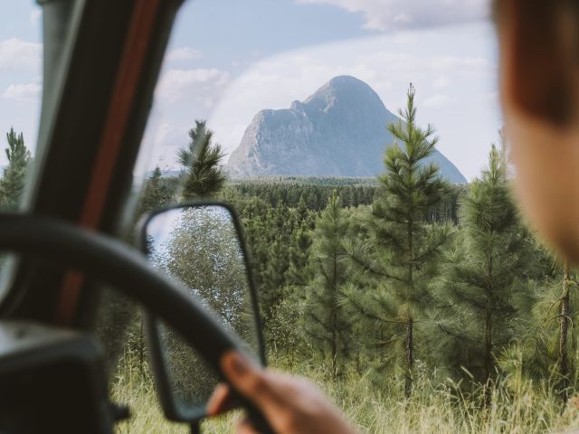 a scenic drive along Glass House Mountains, Brisbane day trips