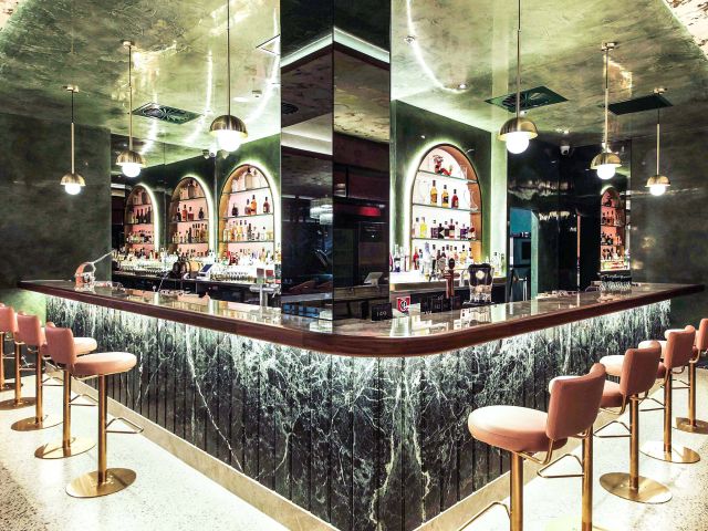 a sophisticated 1950s-style bar and lounge at Papa Js, Cronulla