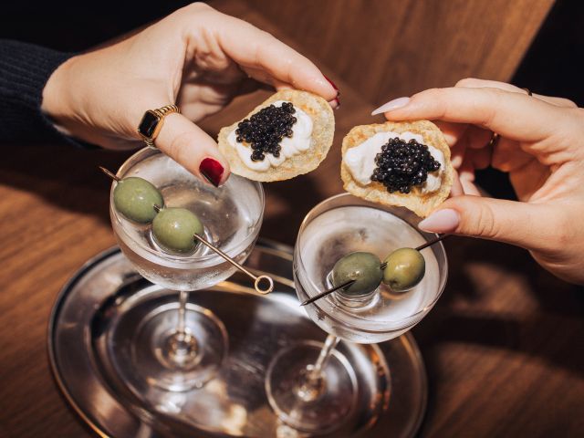 Classic martinis with caviar at Fred’s After Hours, Cronulla