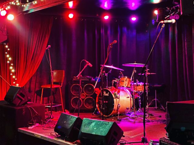 the music venue with a live band setup at Brass Monkey Cronulla