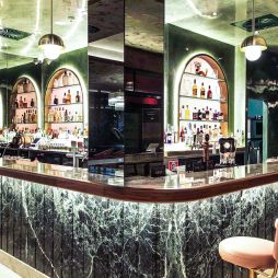 a sophisticated 1950s-style bar and lounge at Papa Js, Cronulla