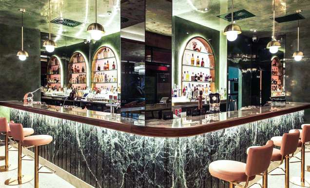 a sophisticated 1950s-style bar and lounge at Papa Js, Cronulla