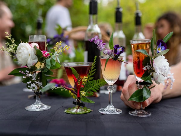 an array of wines at Firescreek Winery