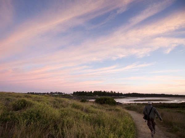 walking on foot at sunset on Griffiths Island