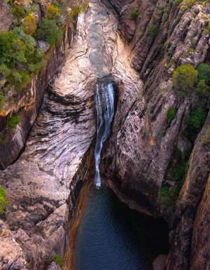 a scenic flight over a waterfall at Kakadu National Park
