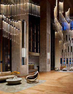 the elegant lobby at Ritz Carlton Perth