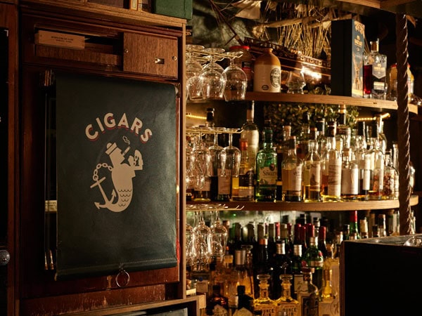 cigars and bottles on display at Hains & Co, Adelaide