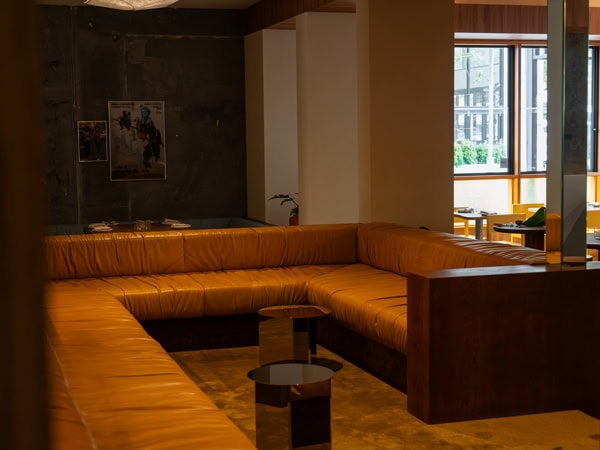 the leather couch at Latteria, Adelaide