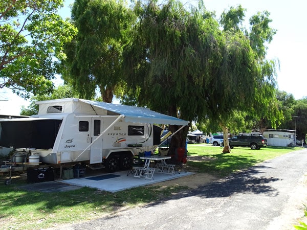 the caravan site at Mandurah Coastal Holiday Park, Perth