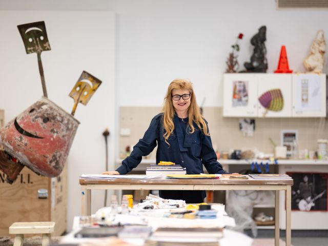 Artist Nell in her Powerhouse Museum studio, Sydney, NSW