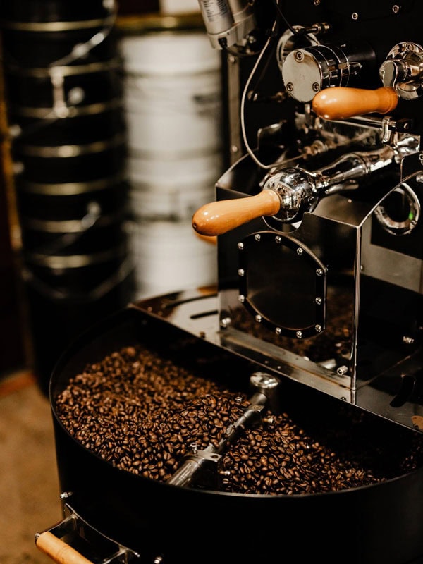 roasting coffee beans at Port Fairy Coffee Roasters