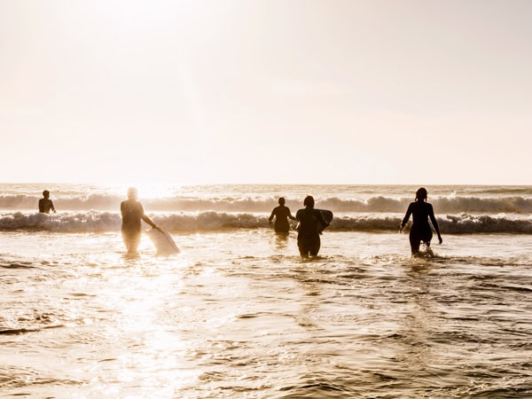 surfers gathering at sea in Port Fairy