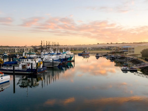 the Port Lincoln marina at sunset