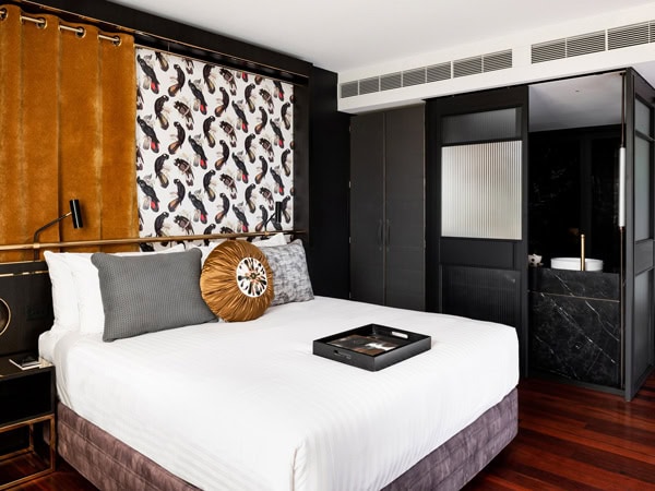 the bedroom interior at QT Perth