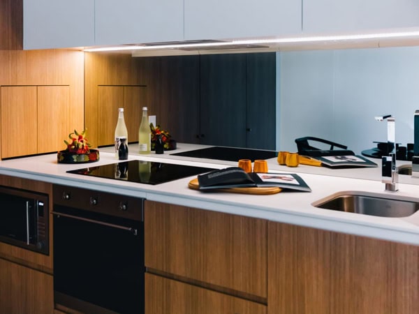 the kitchenette at the SKYE Suites in Sydney