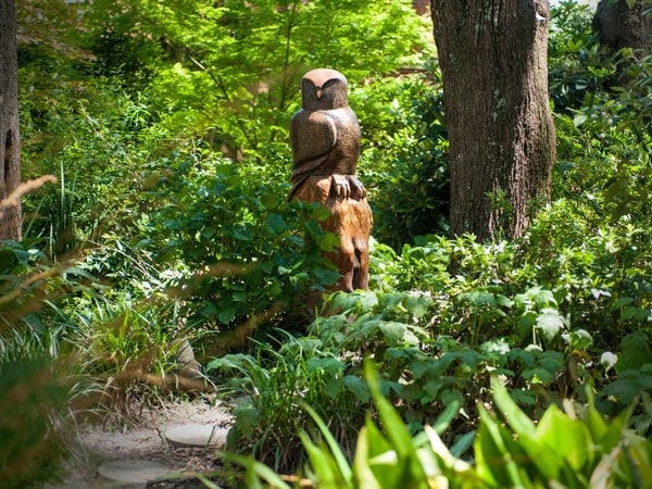 a wooden eagle sculpture at SkyHigh Maze, Mount Dandenong