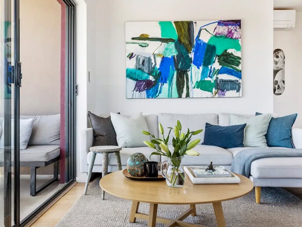 the living room at Stylish Cottesloe Retreat, Perth